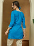 Janasya Women's Blue Rayon Embroidered Straight Short Kurti
